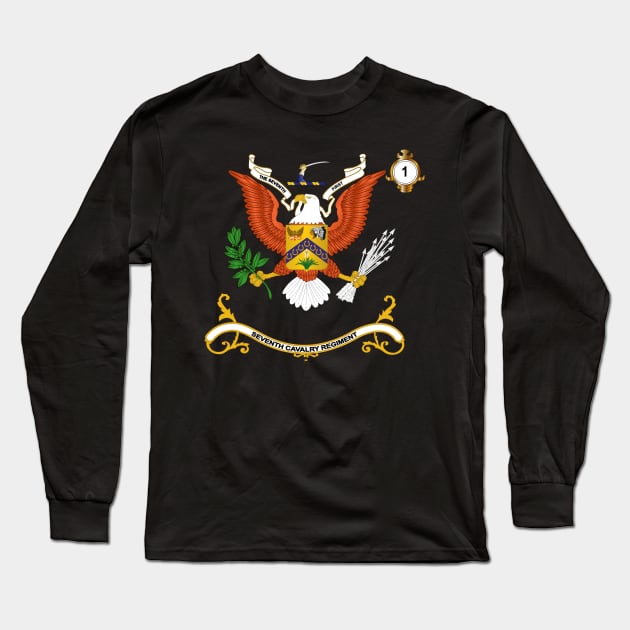 Regimental Colors -1st Battalion, 7th Cavalry Regiment  - SEVENTH FIRST X 300 Long Sleeve T-Shirt by twix123844